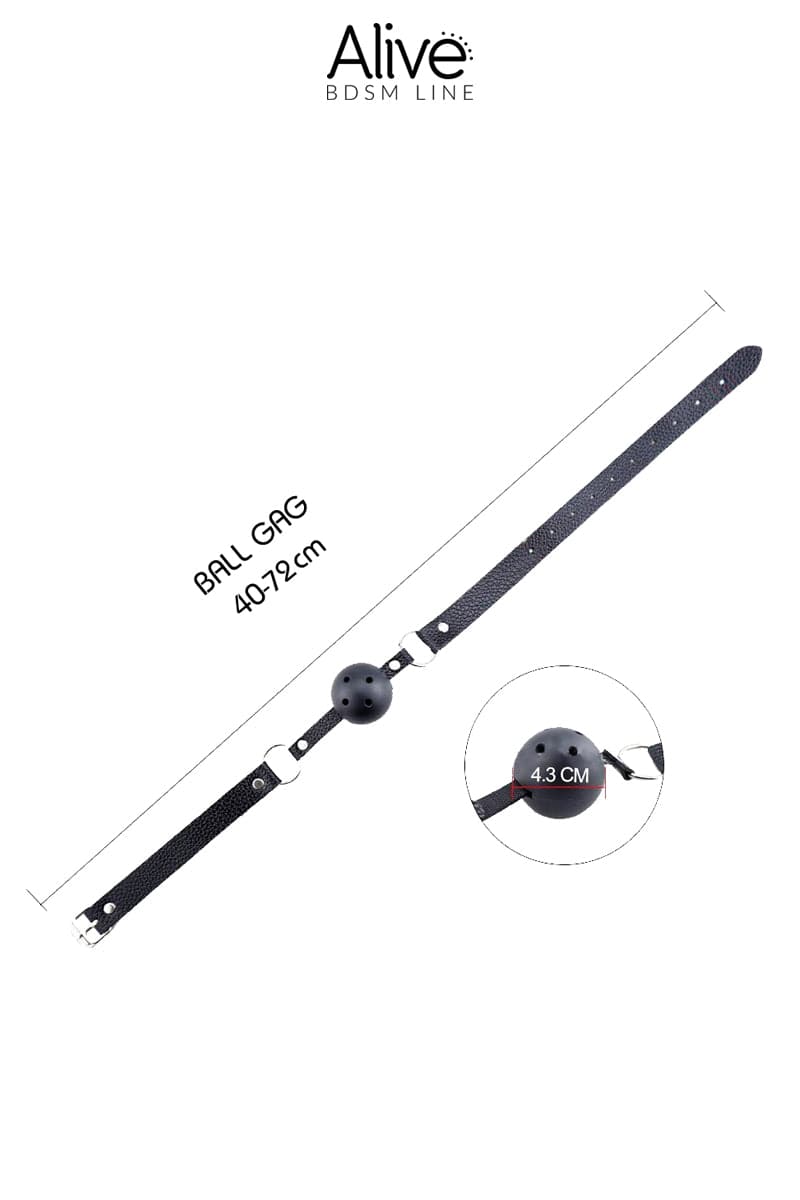 Baillon noir métal 4,5 cm tête réglable jeu bdsm - Alive