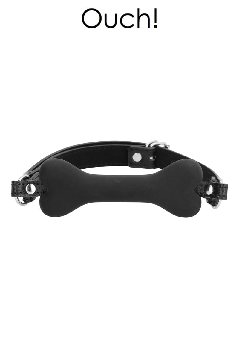 Baillon réglable cuir forme os de chien jeu bdsm - Ouch!