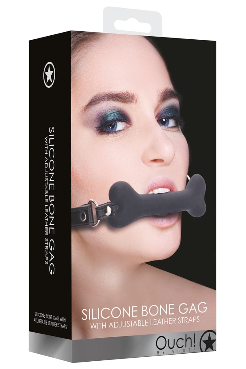 Baillon réglable cuir forme os de chien jeu bdsm - Ouch!