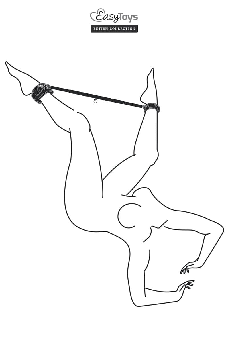 Barre d'écartement ajustable + menottes en faux cuir - Easytoys Fetish Collection