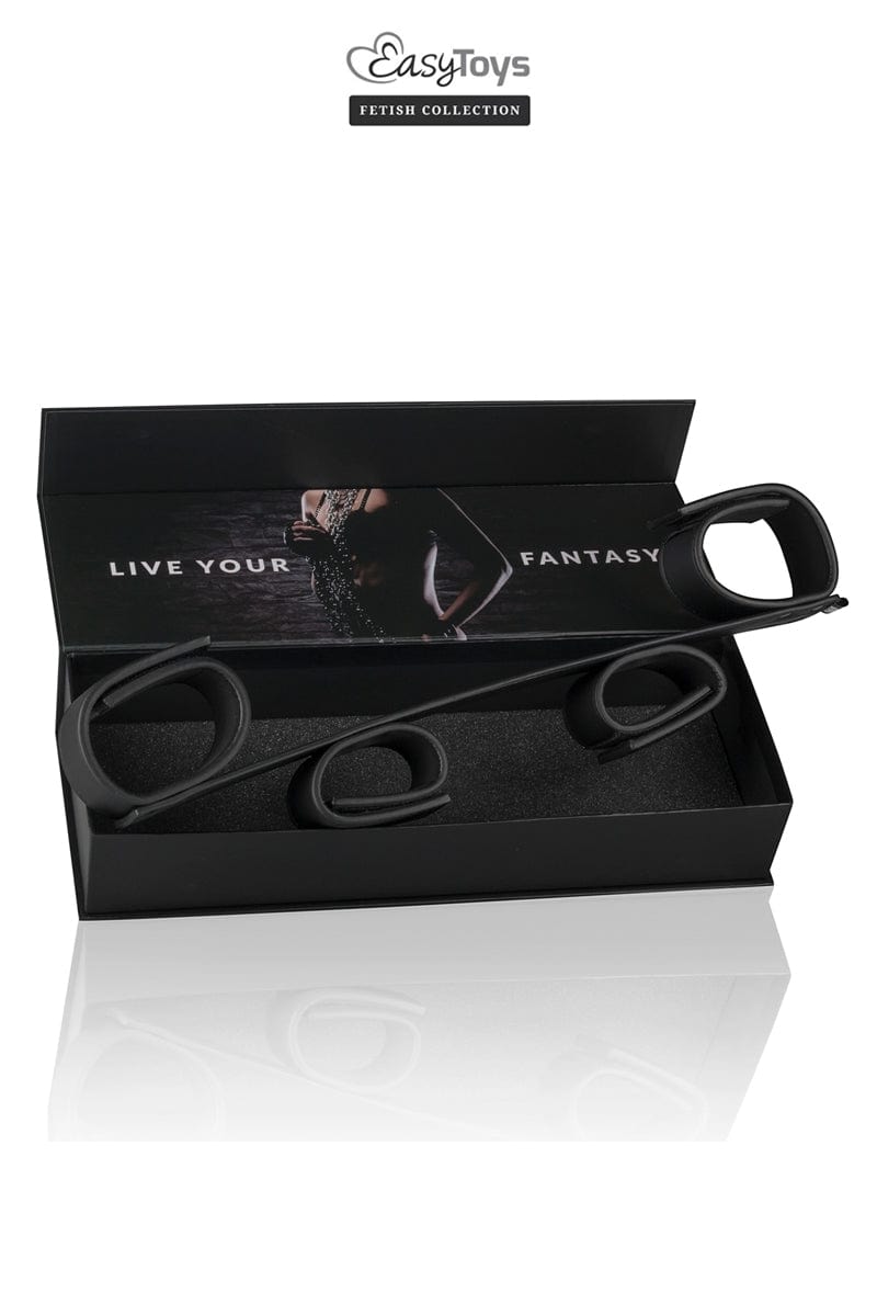Barre d'écartement souple BDSM + menottes réglables - Easytoys Fetish Collection
