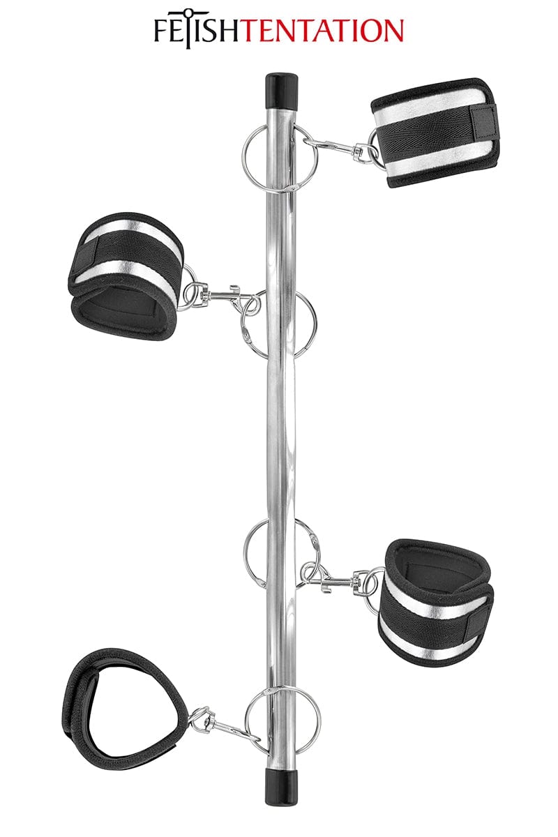 Barre de soumission 4 menottes en métal ajustables unisexe - Fetish Tentation