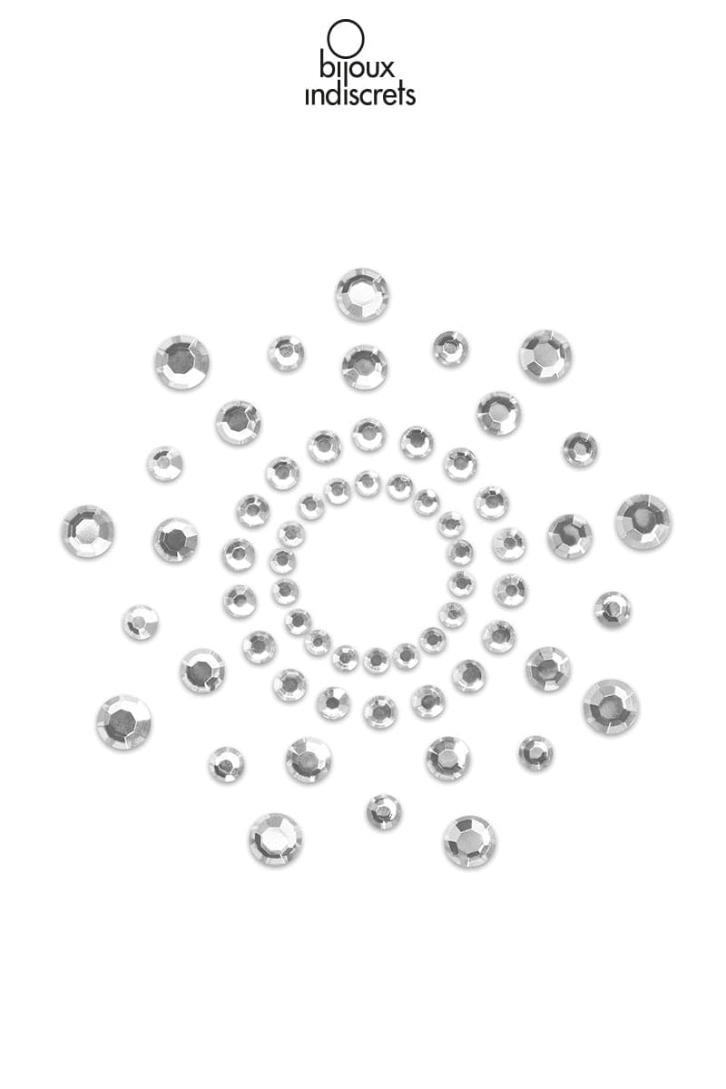 Bijoux de poitrine mamelons couverts de strass argentés - Bijoux Indiscrets