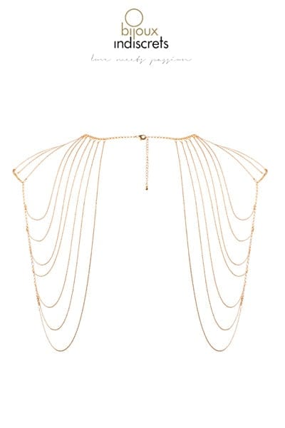 Bijoux épaules et dos en chainettes métalliques dorées