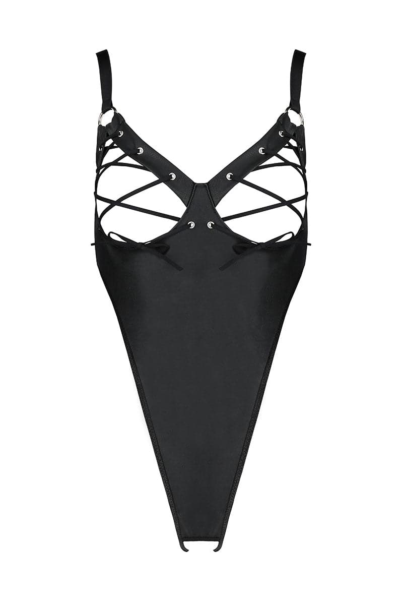 Body érotique lacé style fetish seins et sexe apparents Céline - Passion