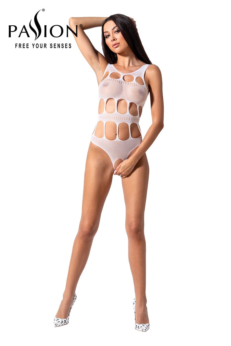 Body ouvert sexy entre-jambe résille blanc BS083 Taille unique - Passion