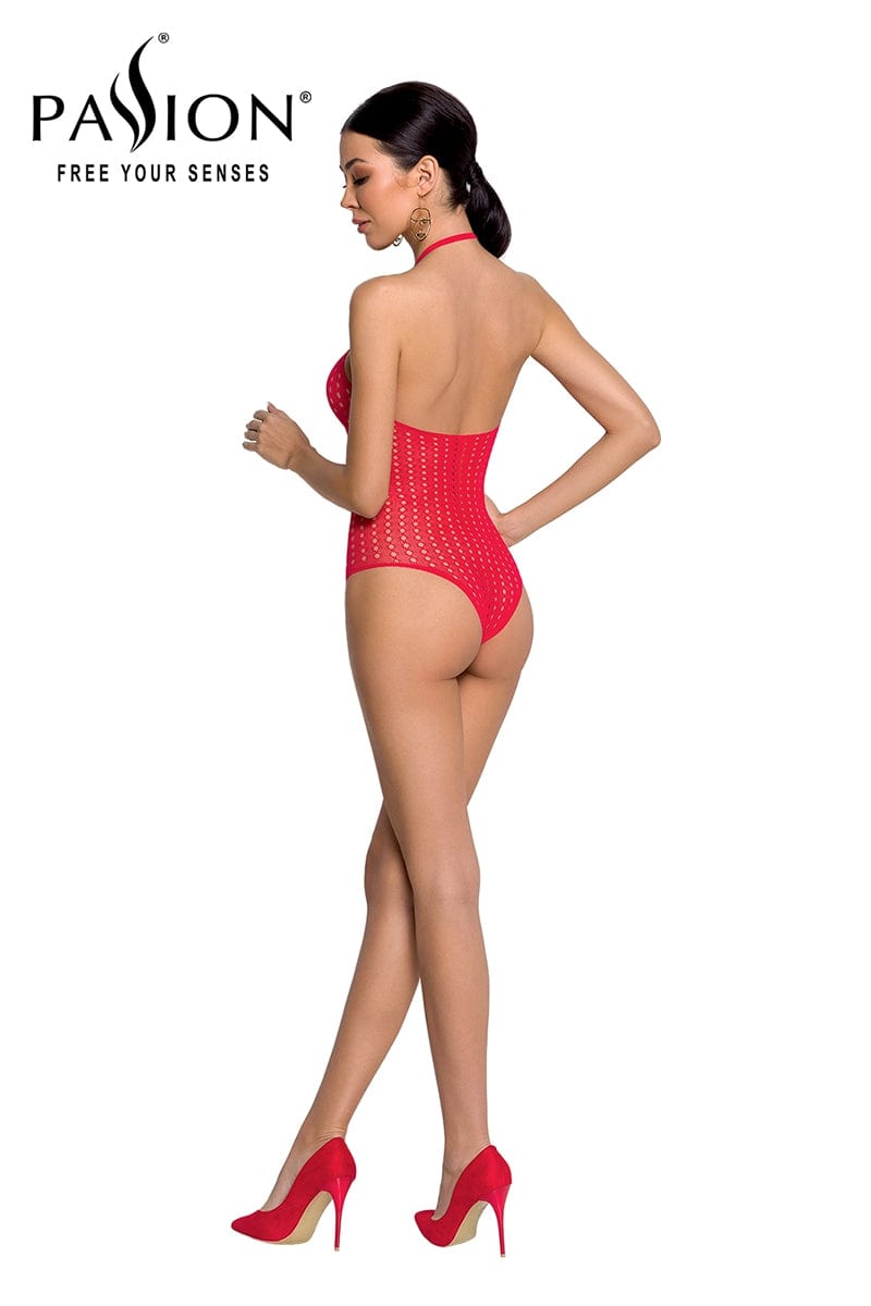 Body sensuel en résille rouge lingerie coquine BS088 - Passion