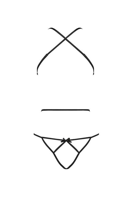 Body sexy en vinyle et dentelle noire Asuna - Passion