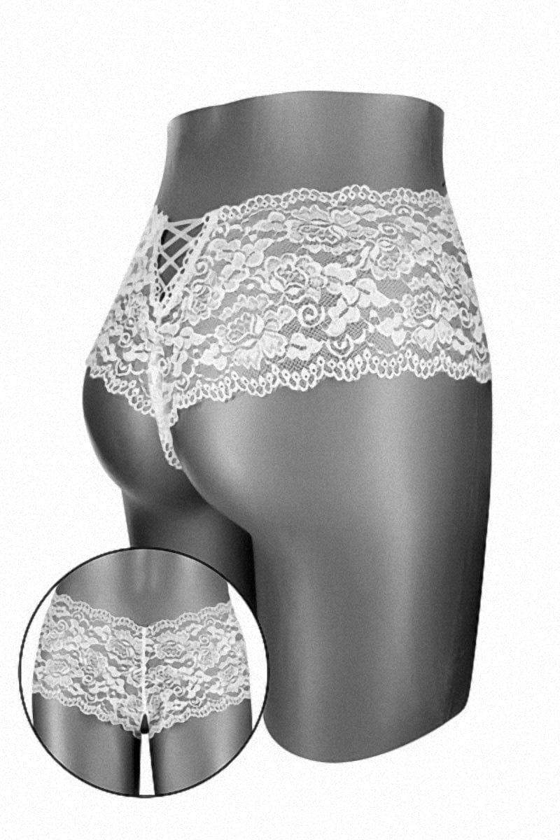 Boxer pour femme ouvert à l'entrejambe en dentelle Julia - Fashion Secret TU / blanc