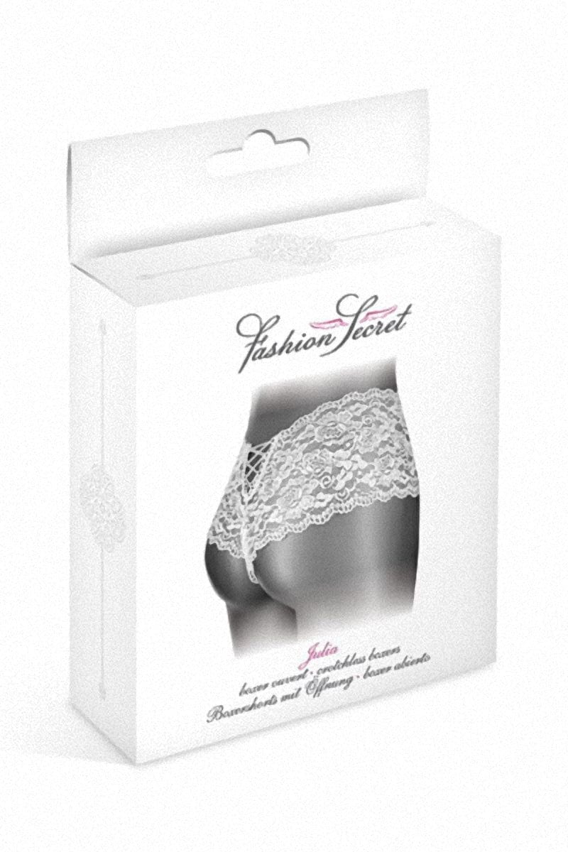 Boxer pour femme ouvert à l'entrejambe en dentelle Julia - Fashion Secret TU / blanc