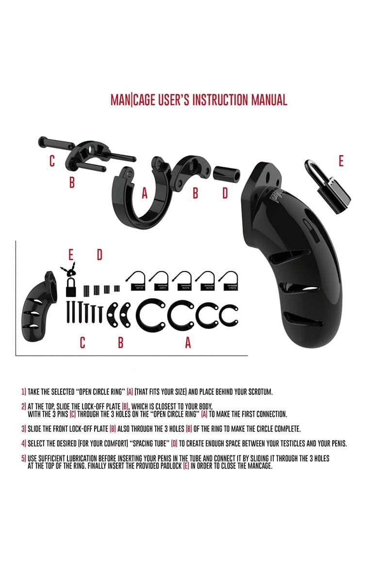 Cage de chasteté pour homme 9cm 02 noir + 6 cadenas - ManCage