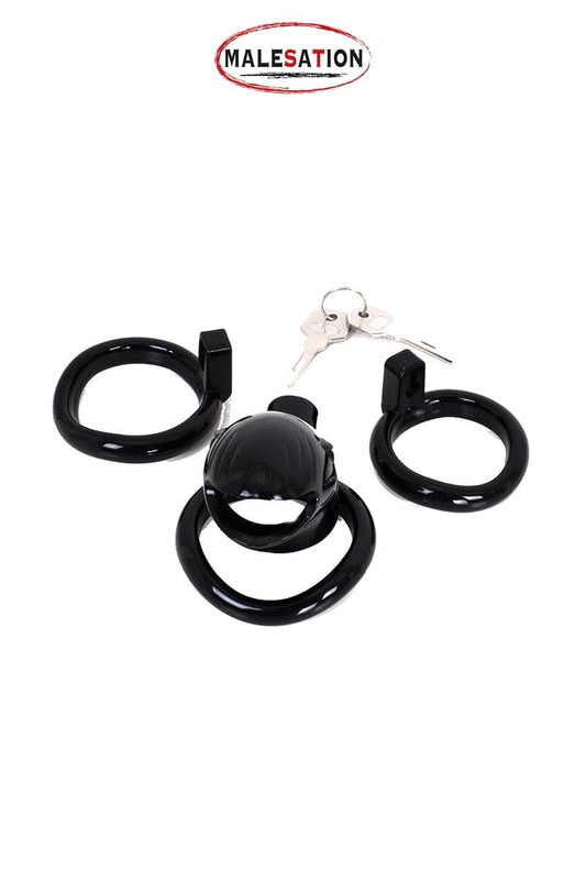 Cage de chasteté pour homme en ABS noir 6,5cm + cadenas - Malesation