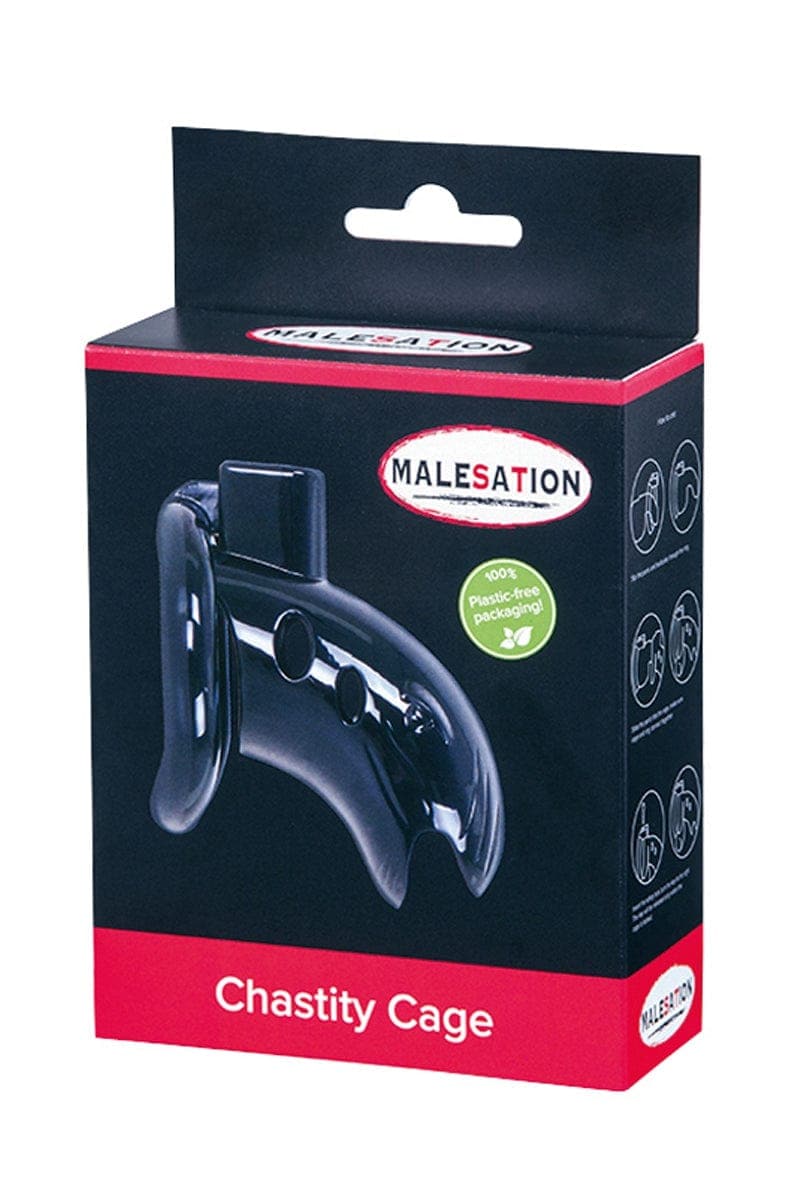 Cage de chasteté pour homme en ABS noir 6,5cm + cadenas - Malesation
