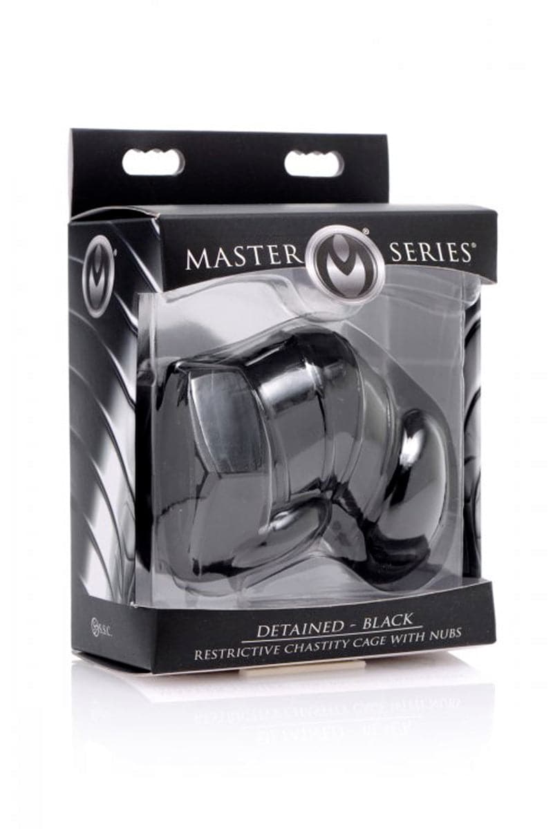 Cage de chasteté restrictive extrême en caoutchouc noire - Master Series