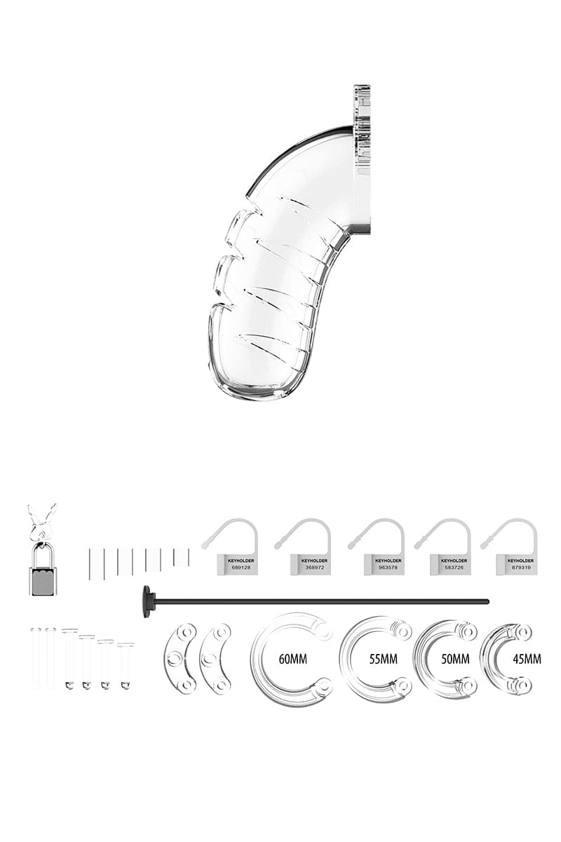 Cage de chasteté transparente 10cm avec sonde urétrale amovible en silicone - ManCage 16