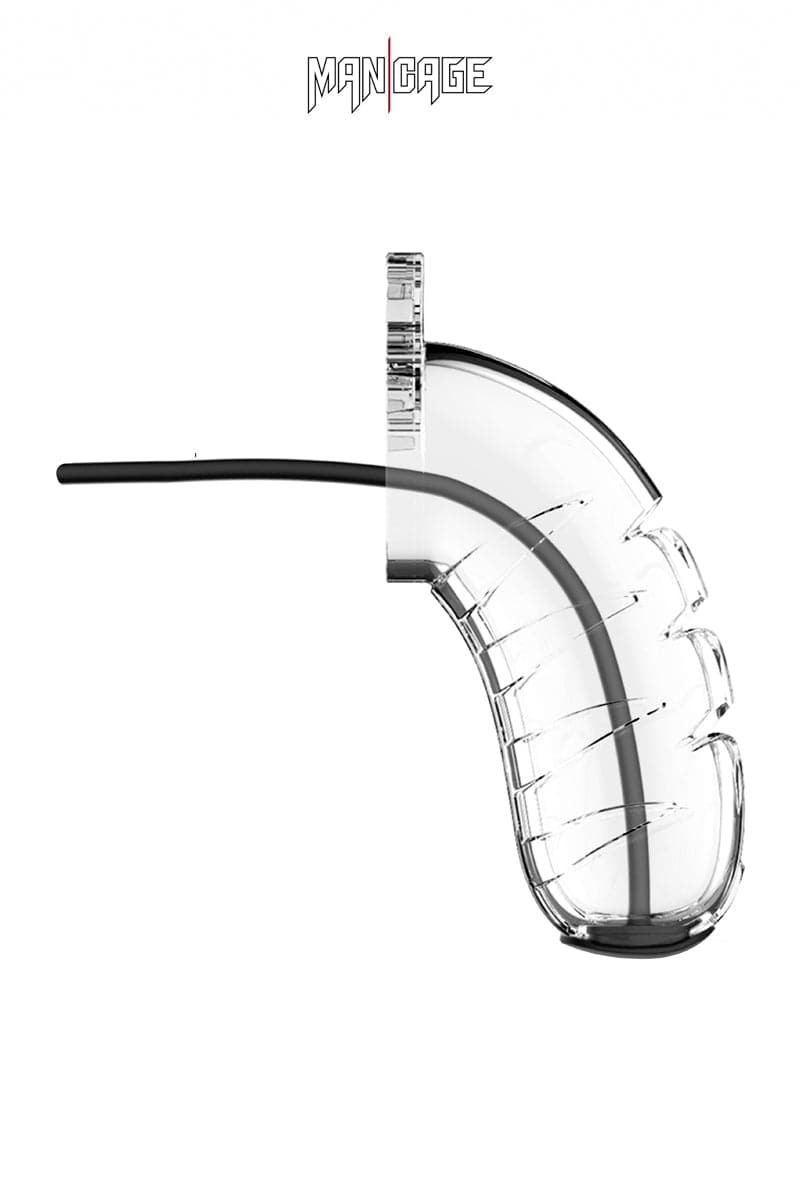 Cage de chasteté transparente 10cm avec sonde urétrale amovible en silicone - ManCage 16