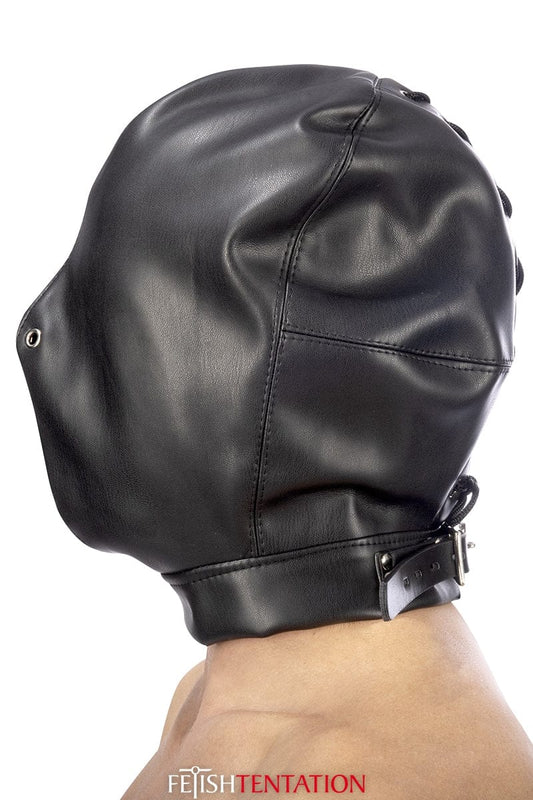 Cagoule BDSM fermée simili cuir trou de respiration - Fetish Tentation