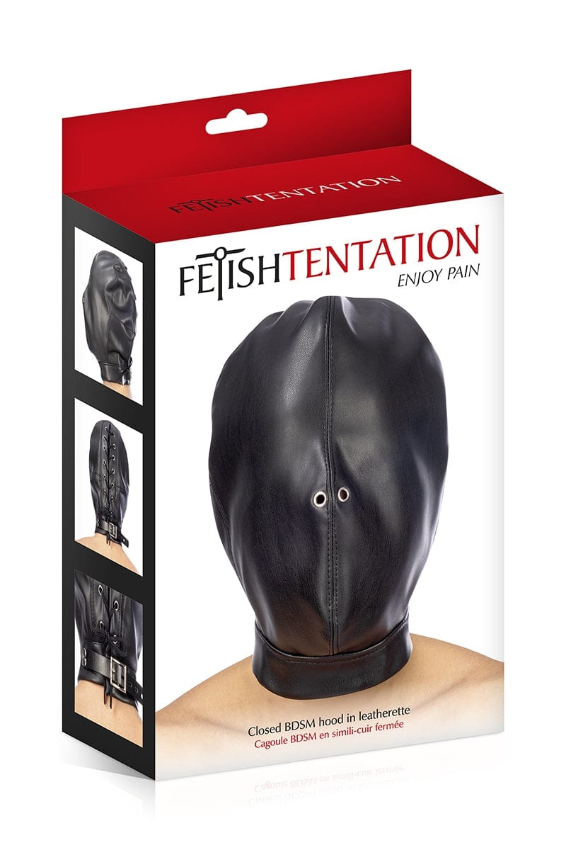 Cagoule BDSM fermée simili cuir trou de respiration - Fetish Tentation