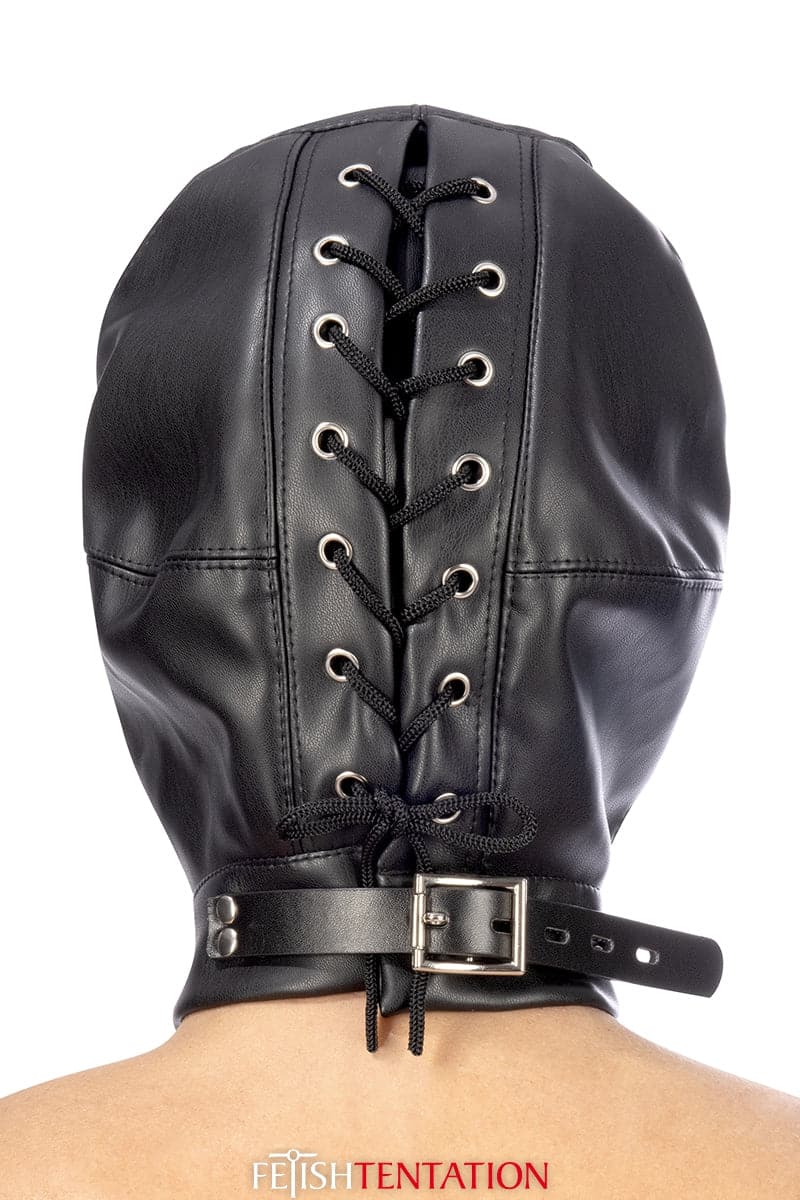 Cagoule BDSM unisexe 2 ouvertures avec baillon amovible - Fetish Tentation
