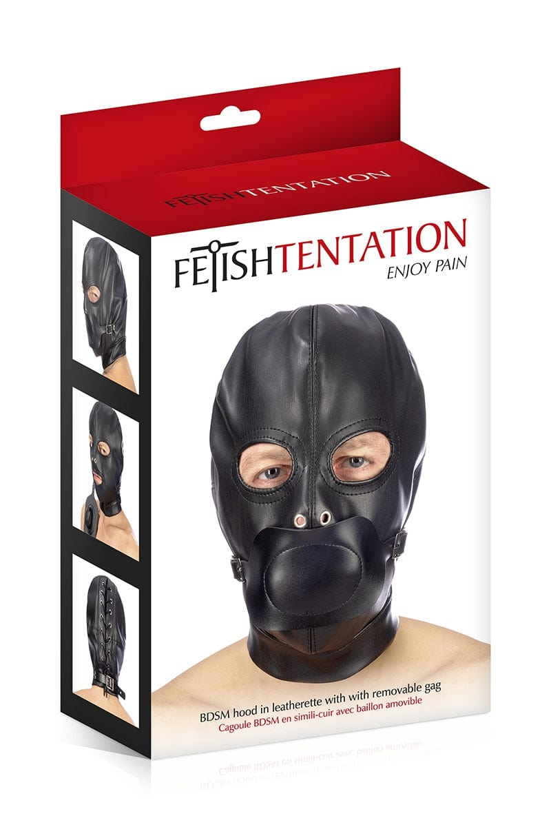 Cagoule BDSM unisexe 2 ouvertures avec baillon amovible - Fetish Tentation
