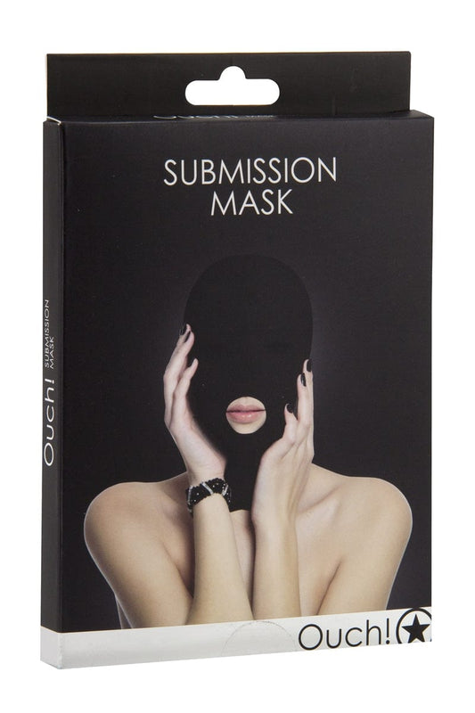 Cagoule de soumission en spandex confortable et légère ouverture buccale - Ouch!