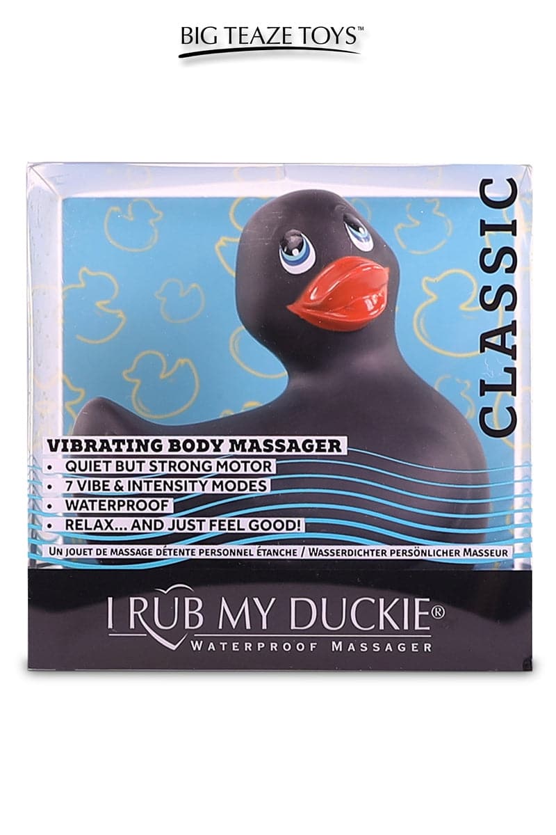 Canard vibrant de bain à pile silencieux en silicone Duckie 2.0 Classic - noir