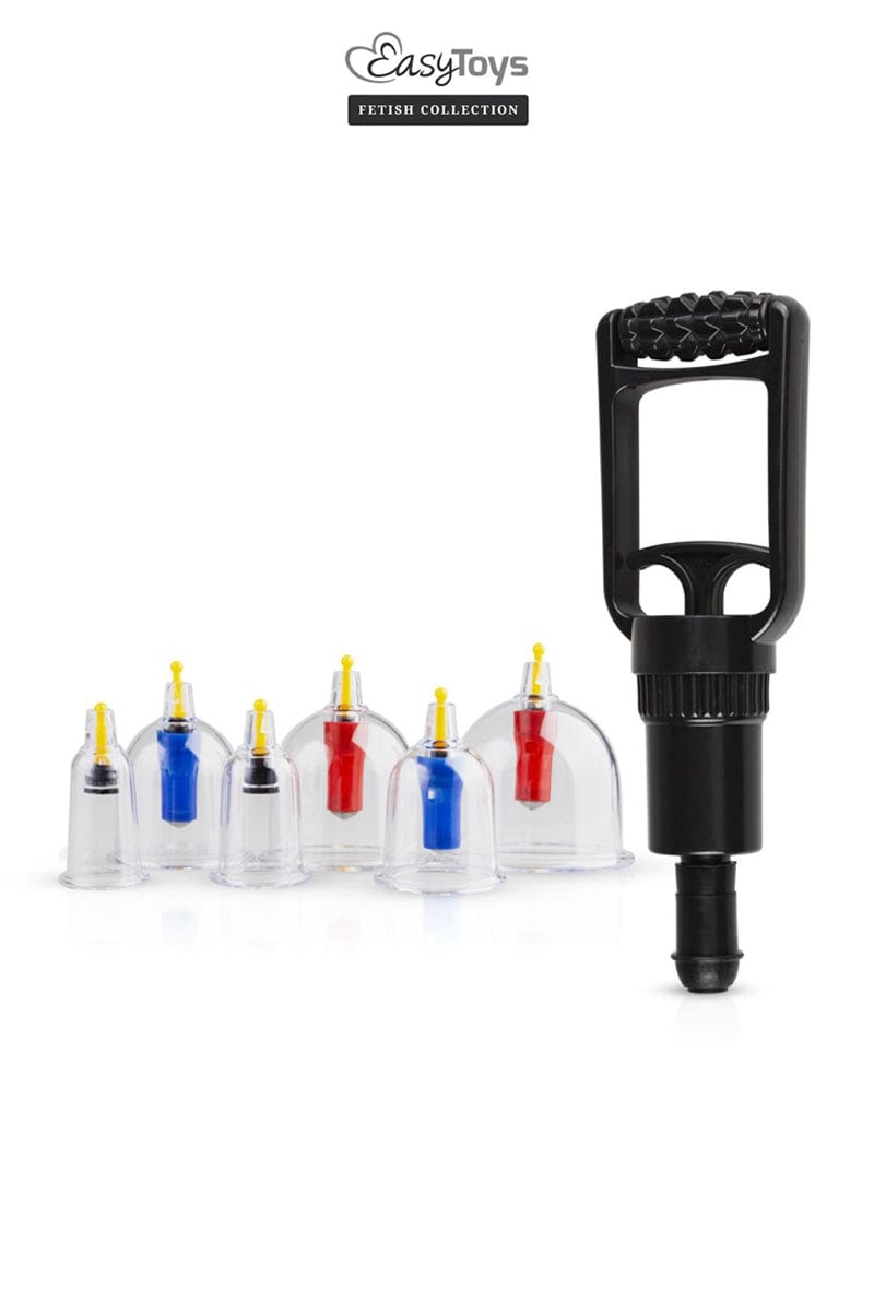 Coffret 1 pompe à vide + 6 ventouses à mamelons et vagin - EasyToys