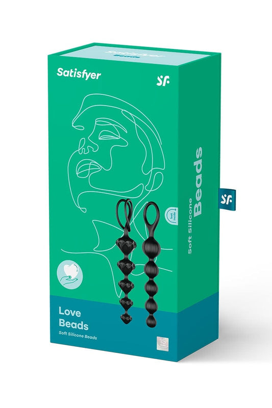 Coffret 2 chaines anales noires Love beads idéal pour débutants - Satisfyer
