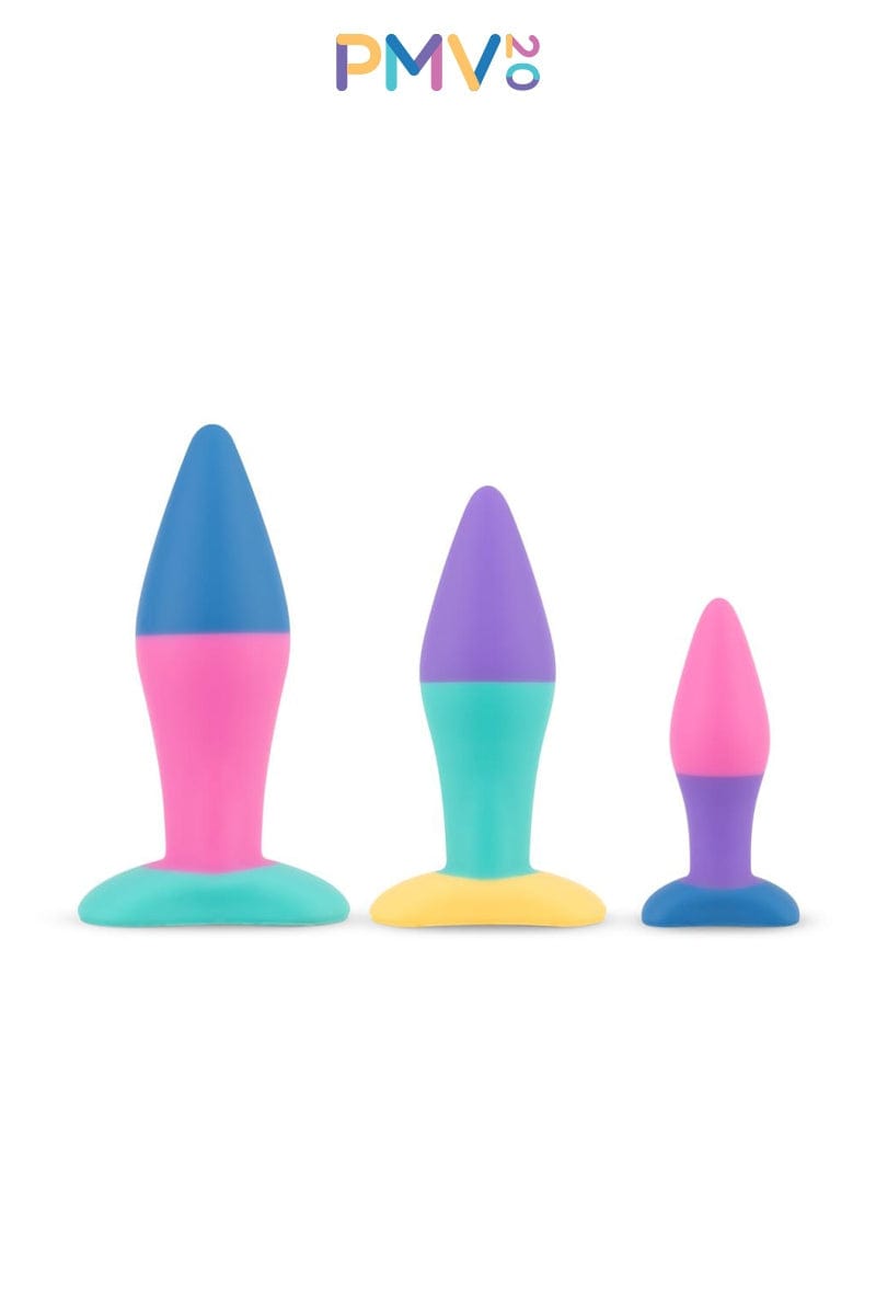 Coffret 3 plugs plaisir anal en silicone coloré unisexe PMV20 - Koda