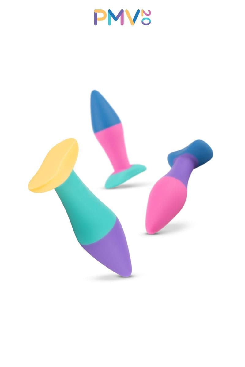 Coffret 3 plugs plaisir anal en silicone coloré unisexe PMV20 - Koda