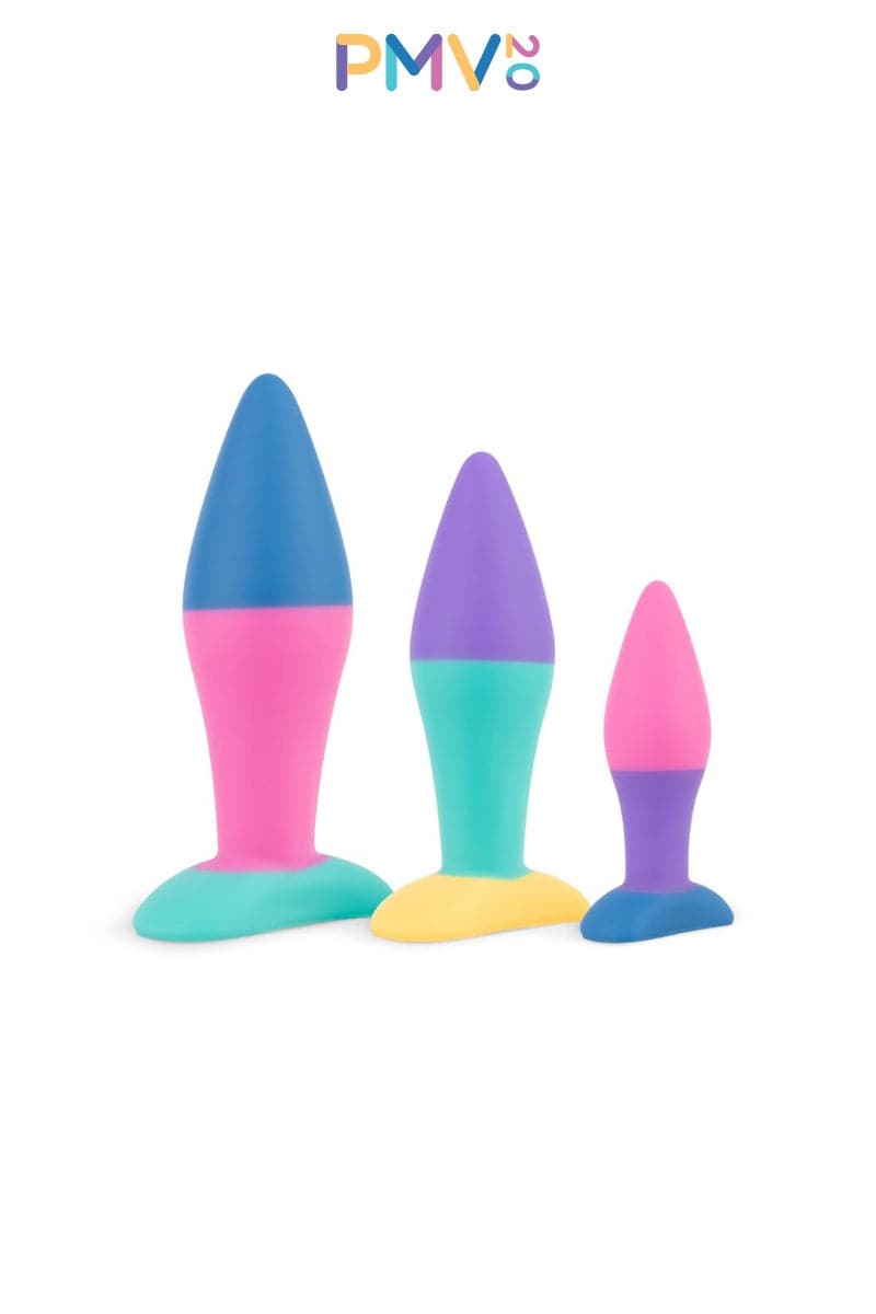 Coffret 3 plugs plaisir anal en silicone coloré unisexe PMV20 - Koda