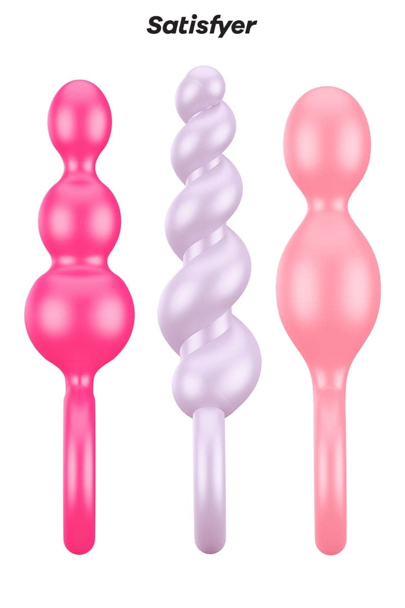 Coffret coquin de 3 plug anal en silicone pour débutant(e) colorés Booty Call - Satisfyer