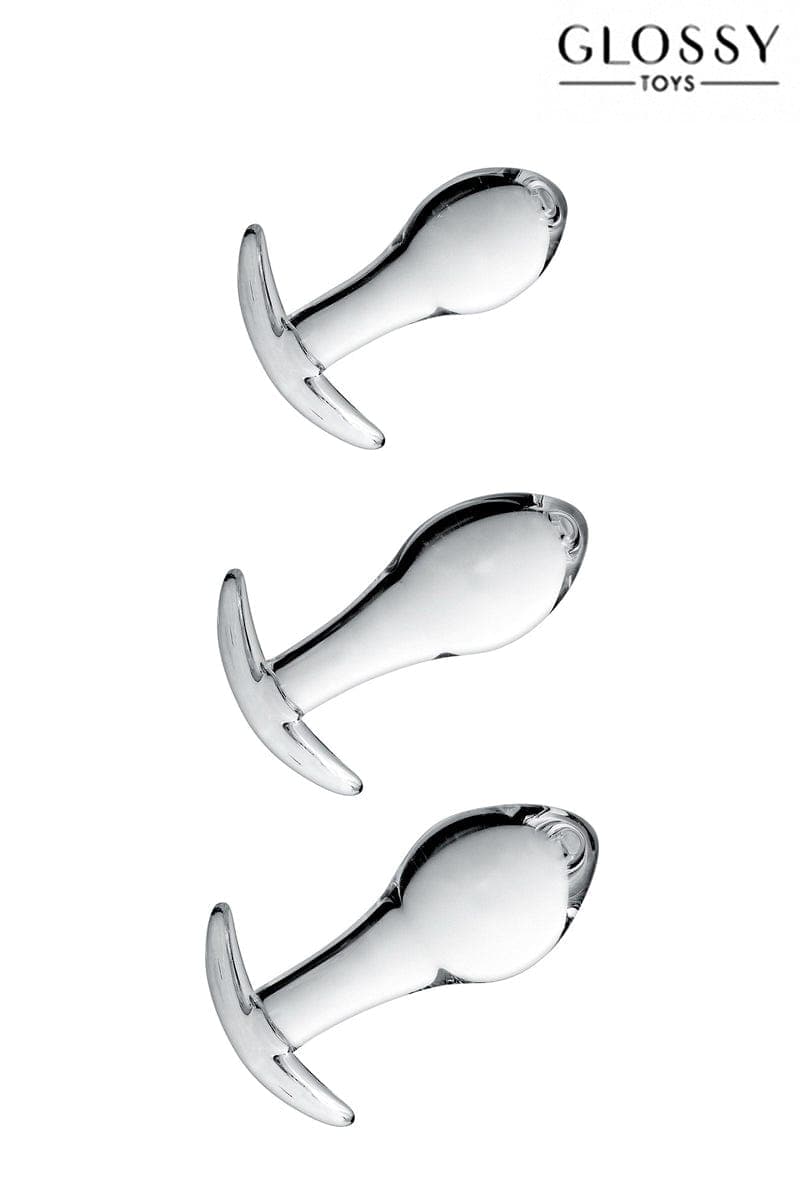 Coffret sextoy 3 plugs anal en verre tailles différentes n°17 - Glossy Toys