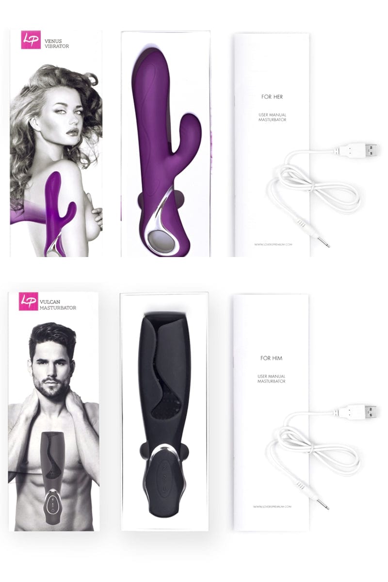 Coffret sexuel pour couple mastubateur + vibro rabbit - Lovers Premium