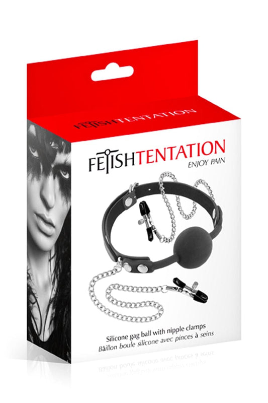 Collier baillon avec pinces à tétons jeu bdsm - Fetish Tentation