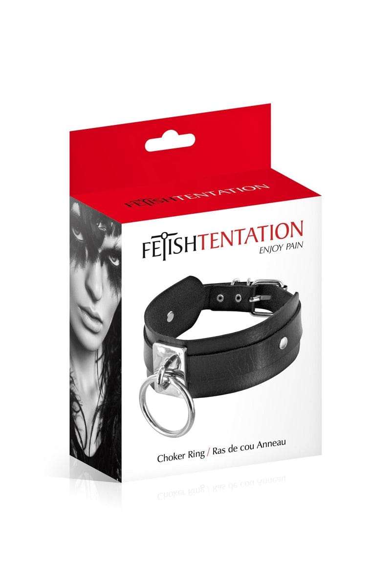 Collier BDSM pour couple soumis large avec anneau en métal - Fetish Tentation