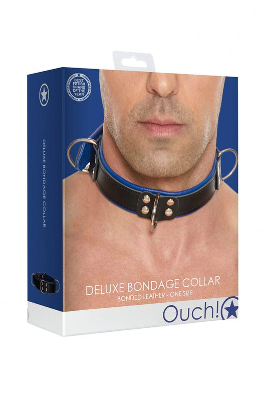 collier homme soumis noir et bleu
