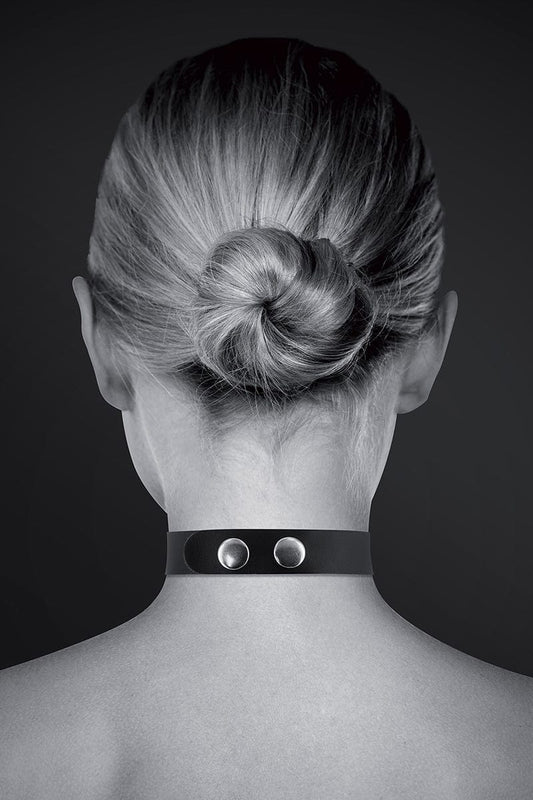 Collier de cou soumission en cuir avec strass SLAVE - Bijoux Pour Toi