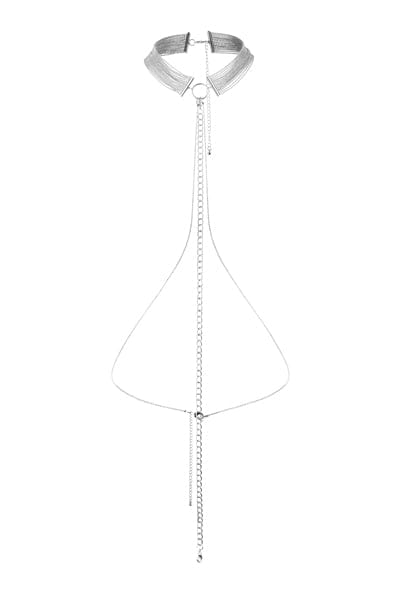 Collier érotique BDSM en chainettes métalliques argentées - Bijoux Indiscrets