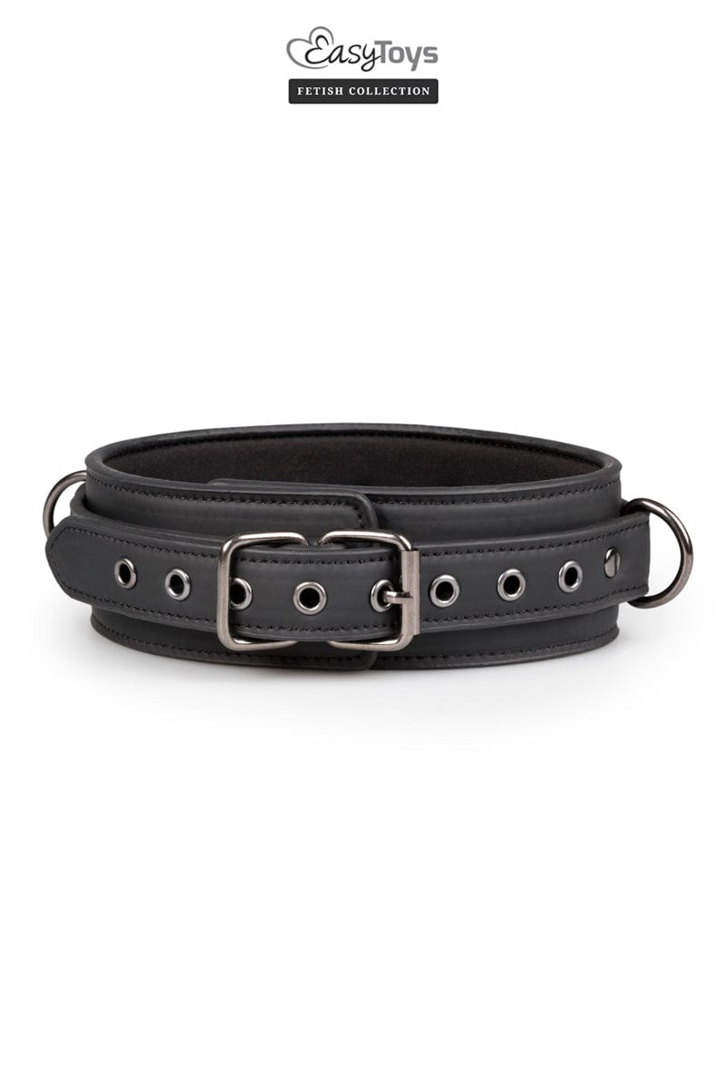 Collier fétichiste en cuir synthétique et laisse 87cm- Easytoys Fetish Collection