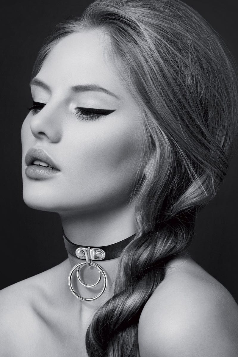 Collier fetish ajustable pour soumis avec double anneau - Bijoux pour Toi