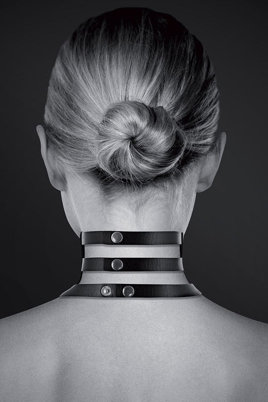 Collier ras de cou fetish noir avec anneau pour laisse - Bijoux pour Toi