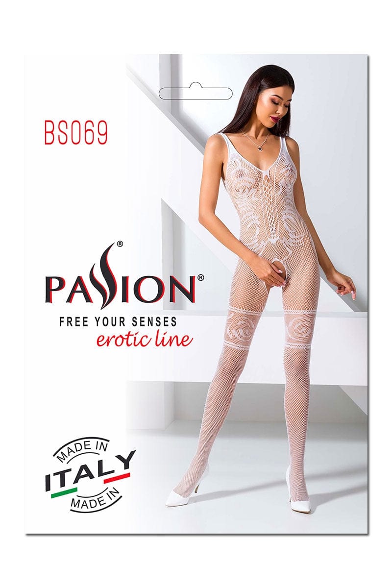 Combi resille femme ouverte à l'entre-jambes motifs fantaisie BS069 - Passion