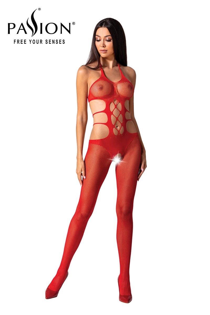 Combinaison sexy body en résille rouge BS084 Taille unique - Passion