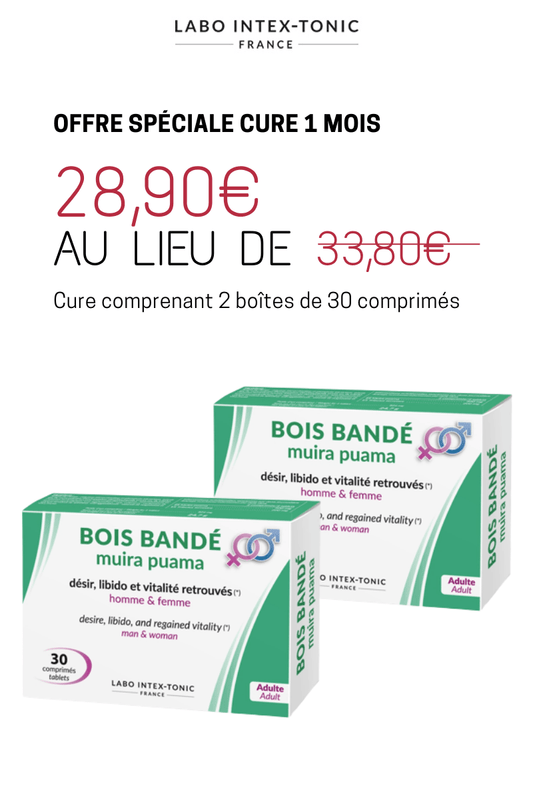 Complément alimentaire libido Bois bandé muira puama en comprimé - Cure aphrodisiaque Cure 1 mois - 60 comprimés (PROMO -15%)