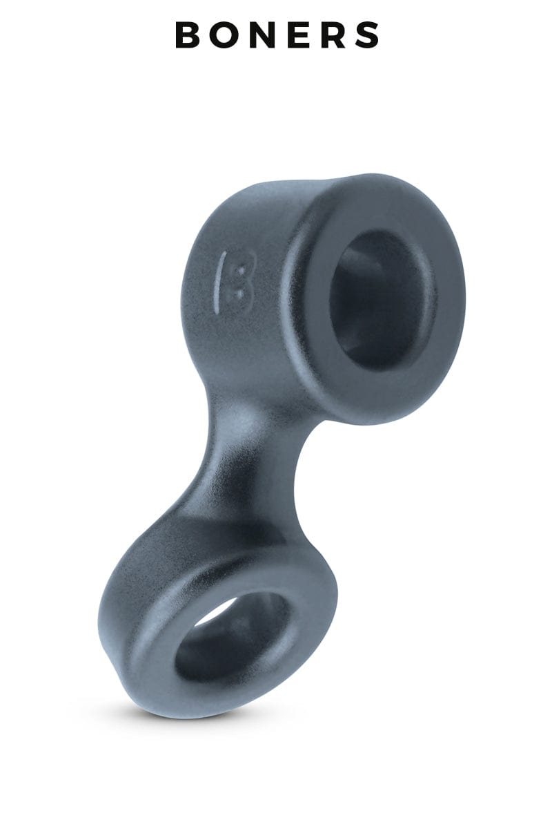 Contrainte à penis 2 en 1 cockring + ball stretcher en silicone extensible - Boners