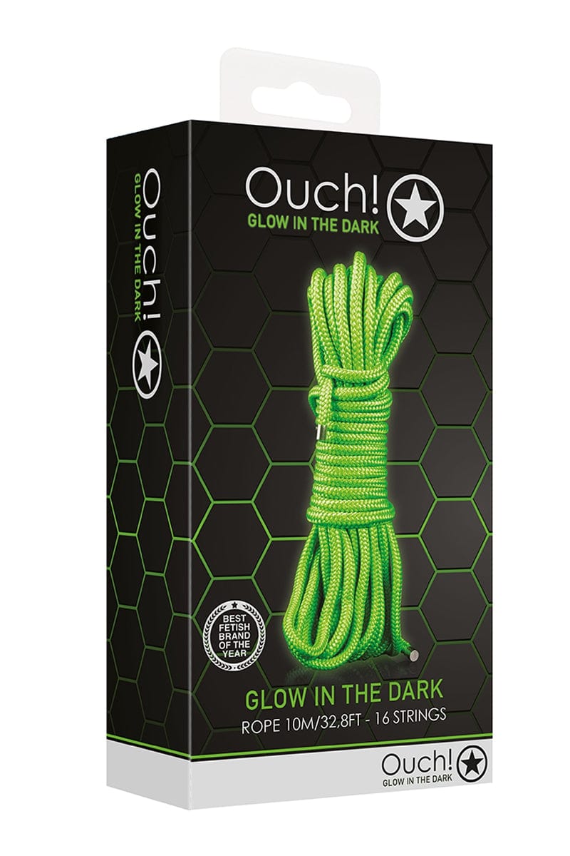 Corde de bondage BDSM verte phosphorescente 10m - Ouch