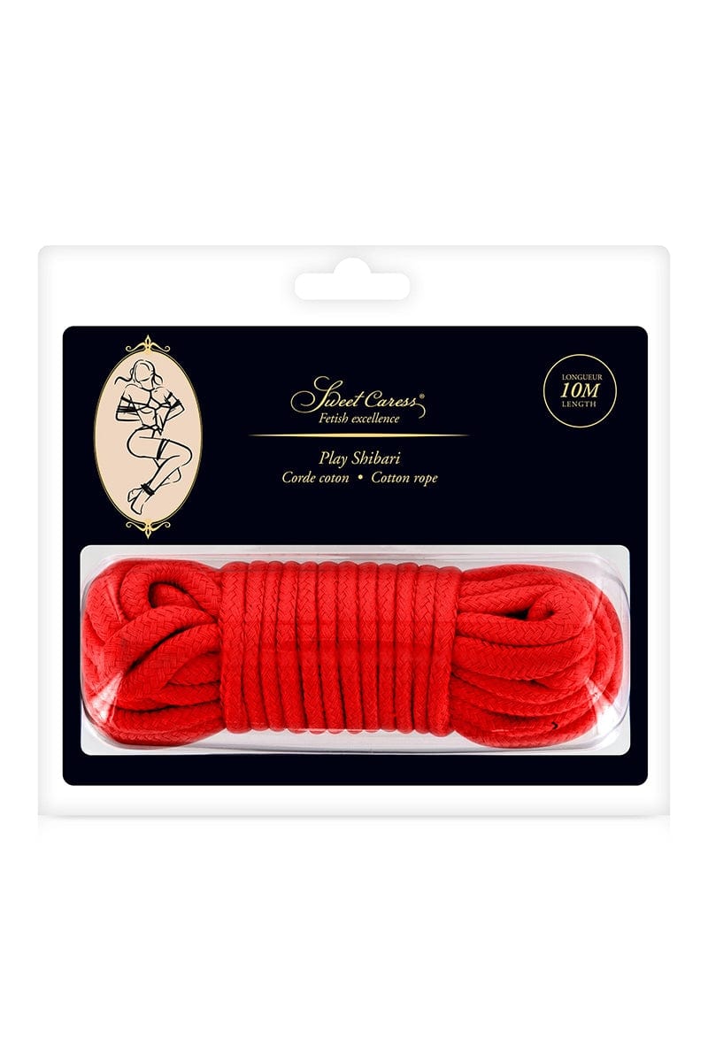 Corde de bondage en coton rouge 10m pour pratique BDSM en couple- Sweet Caress