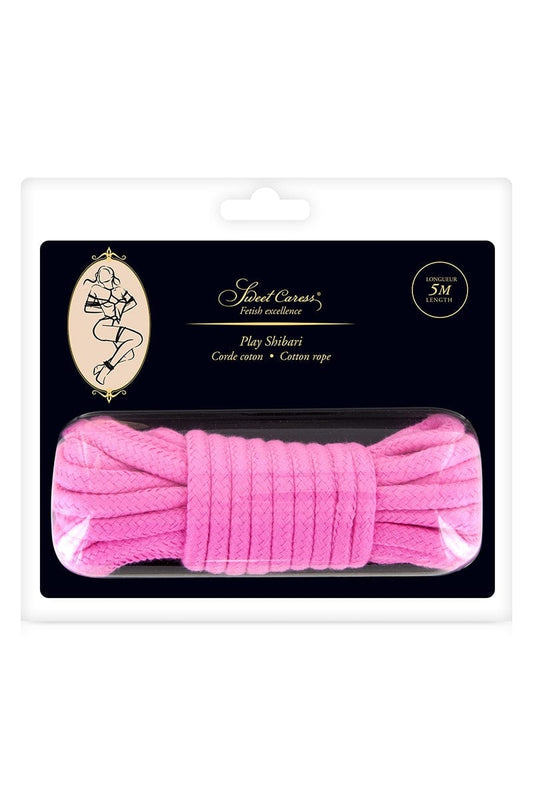 Corde de shibari rose 5m pratique bondage BDSM en couple - Sweet Caress