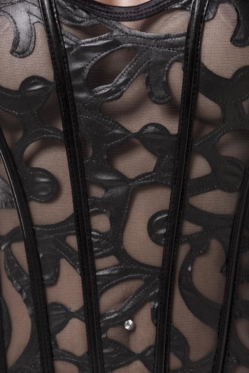 Corset bustier à jarretelles amovibles en tulle florale - Grey Velvet